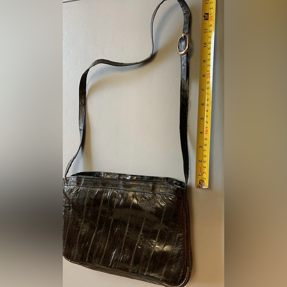 Vintage 80s Eel Skin Black Shoulder Bag - Picture 9 of 9